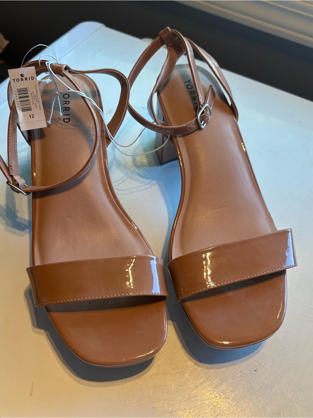 torrid Brown Patent Ankle-Strap Sandals